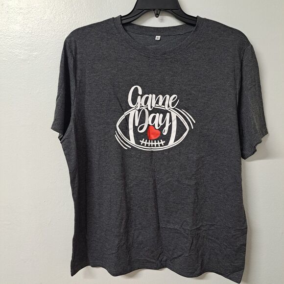 Game Day Football T Shirts Women Cute Football Graphic Short Sleeve Size XL - Picture 1 of 4